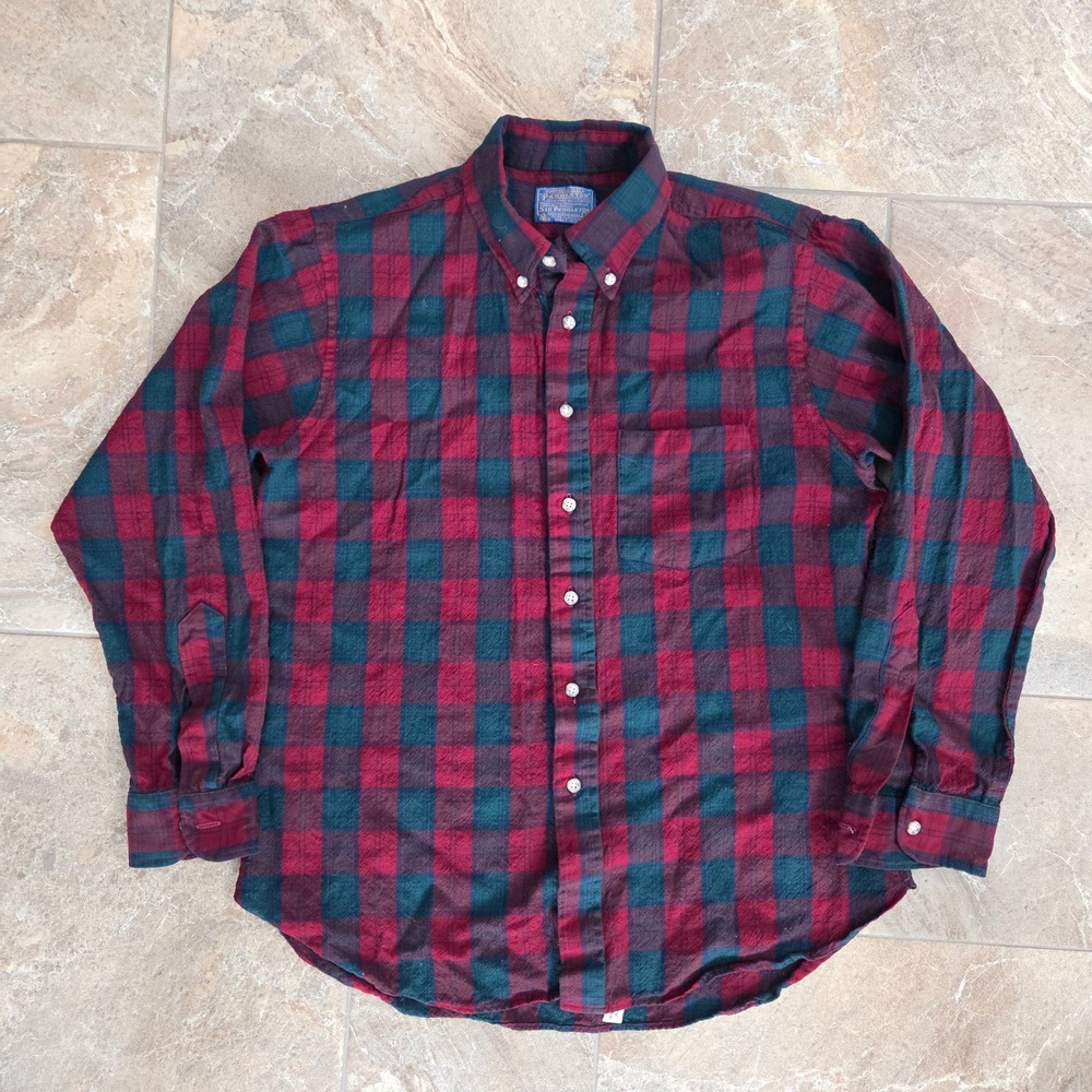Vintage Sir Pendleton‎ Wool Shirt Men L Lindsay Tartan Plaid Button Down